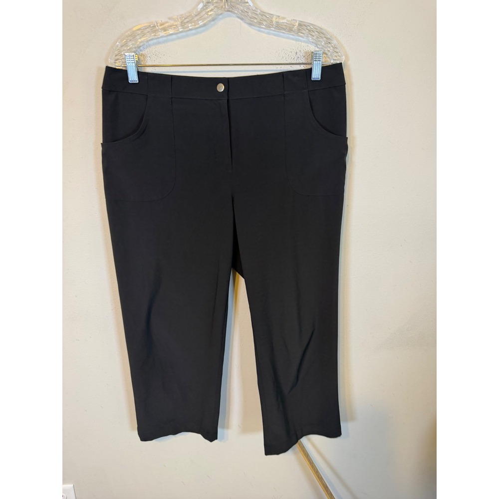 Weekends by Chicos Womens Cropped Pants Stretch Polyester Black Size 1.5